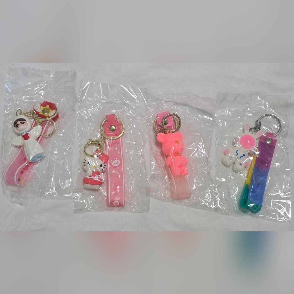 WHOLESALE BULK LOT OF 4 KEYCHAINS/BAG CHARMS